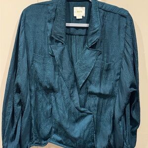 Maeve Deep Green Blouse with Paisley Texture feminine